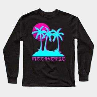 Retro Metaverse NFT Retro Defi Cyberpunk Vapourware Aesthetic Crypto Long Sleeve T-Shirt